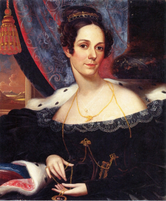 Portrait of a Woman Holding a Locket (Mrs. O. P. Worthington), vintage artwork by Robert Street, A3 (16x12") Poster Print