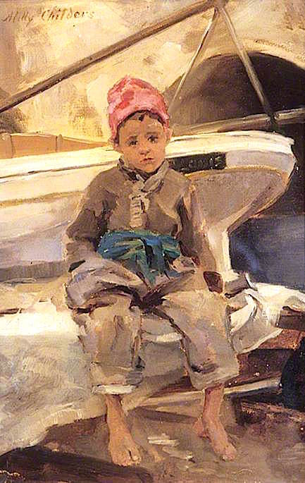Little Fisher Boy, Jules Ferry, vintage artwork by Emily Maria Eardley Childers, 12x8" (A4) Poster