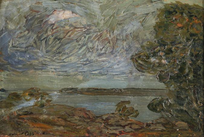 Coastal Landscape in the Moonlight (Kustlandskap i månsken), vintage artwork by Helmer Osslund, 12x8" (A4) Poster