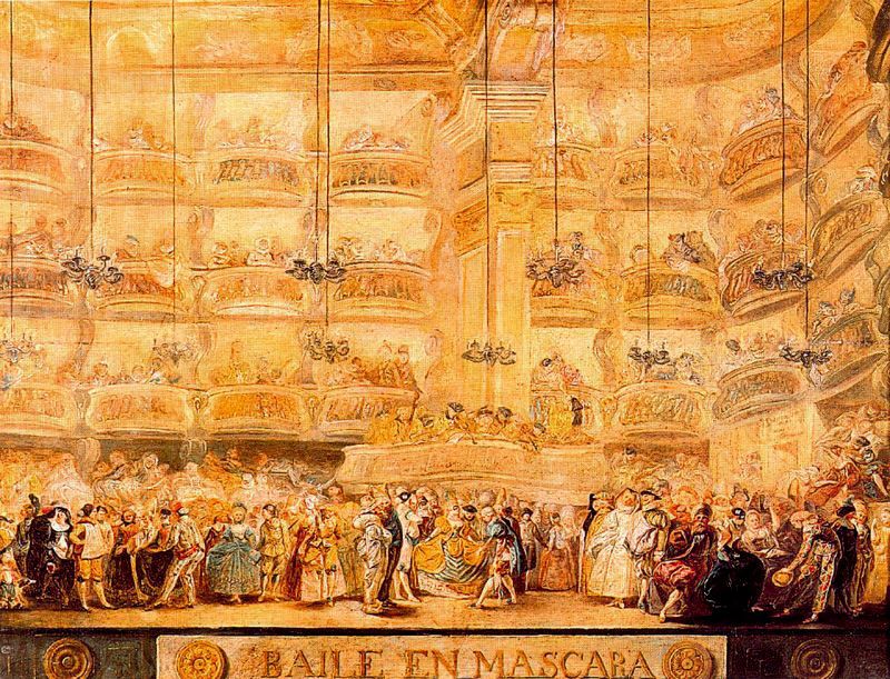 The Masked Ball, vintage artwork by Luis Paret y Alcazar, 12x8" (A4) Poster