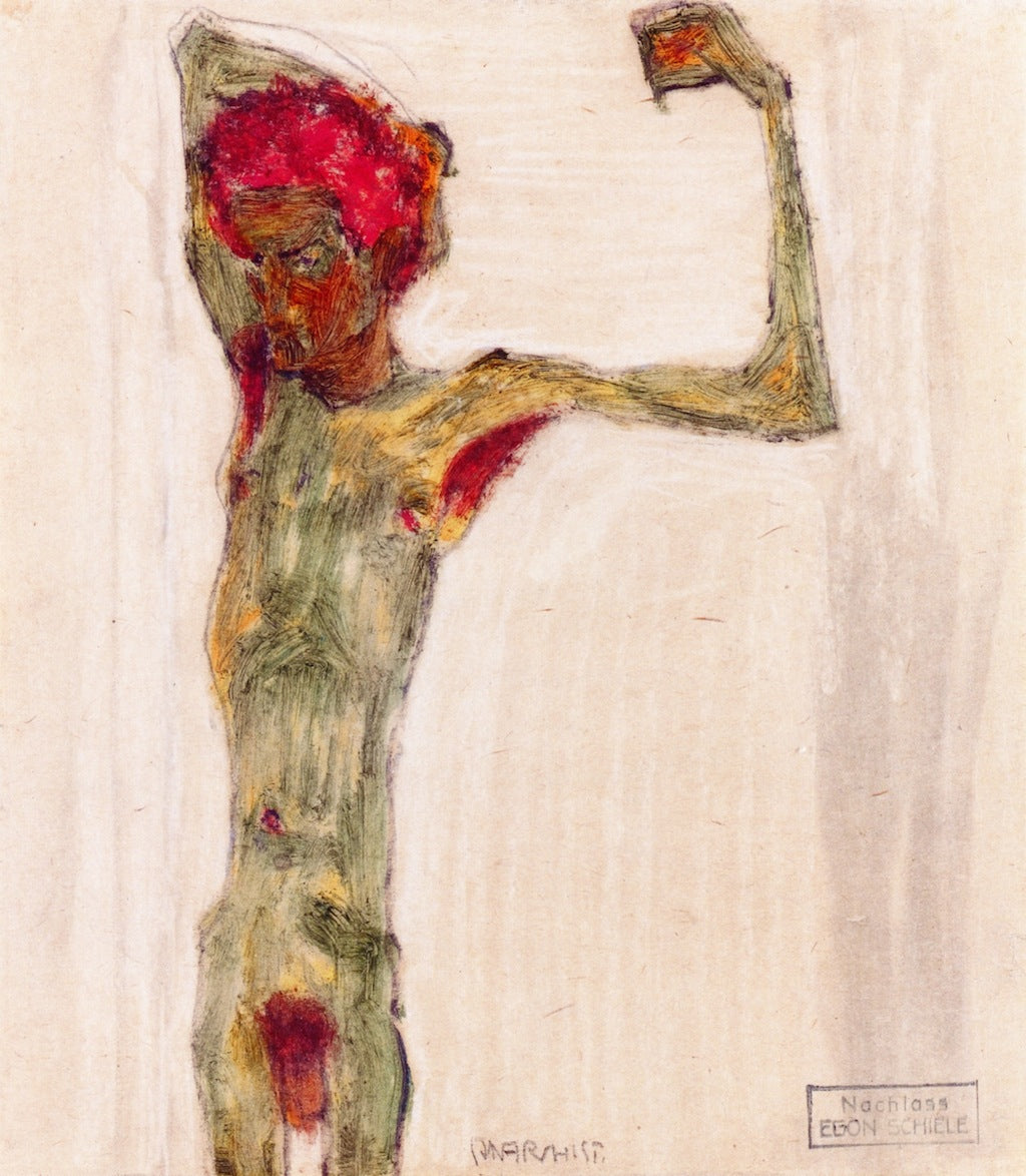 Anarchist, vintage artwork by Egon Schiele, 12x8" (A4) Poster