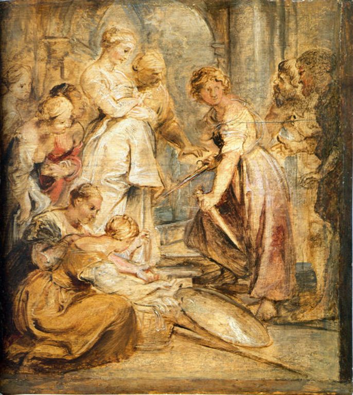 Achilles and the Daughters of Lykomedes, vintage artwork by Peter Paul Rubens, 12x8" (A4) Poster