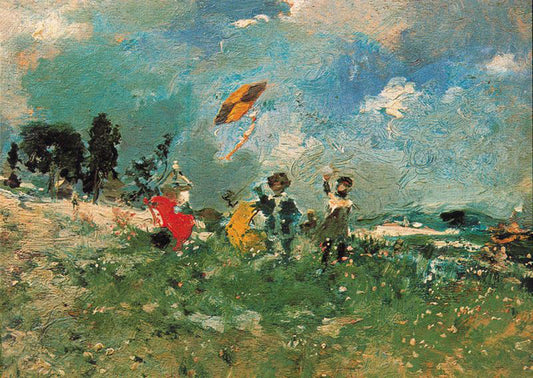 The Kite, vintage artwork by Ignacio Pinazo Camarlench, 12x8" (A4) Poster