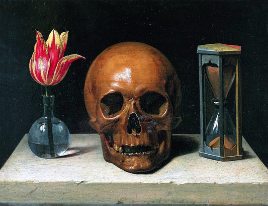 Still Life with a Skull, vintage artwork by Philippe de Champaigne, 12x8" (A4) Poster