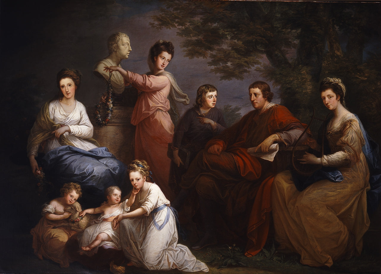 Family Portrait of the Earl of Gower, vintage artwork by Angelica Kauffmann, 12x8" (A4) Poster