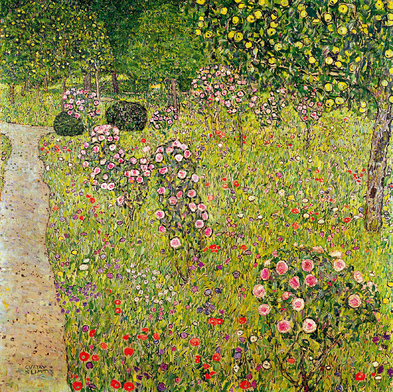 Orchard with Roses, vintage artwork by Gustav Klimt, 12x8" (A4) Poster