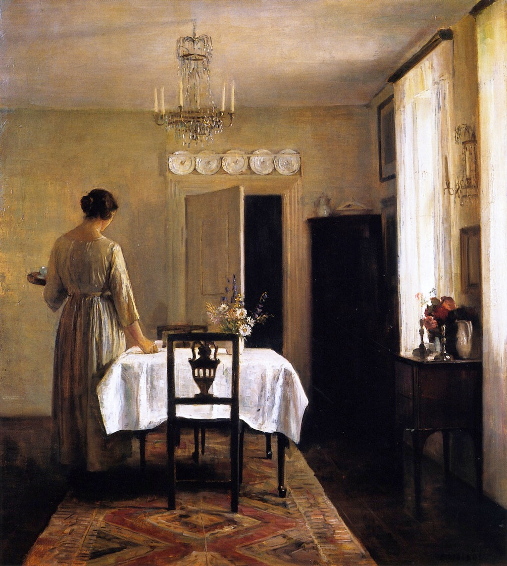 Artist's Wife Setting the Table by Carl Vilhelm Holsoe,A3(16x12")Poster