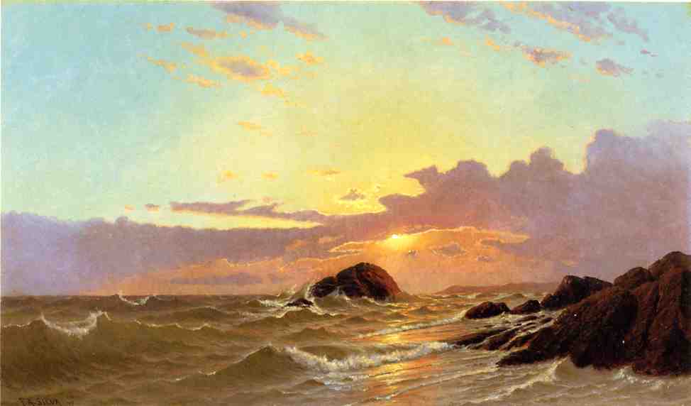 Off Newport, Rhode Island, vintage artwork by Francis A. Silva, 12x8" (A4) Poster