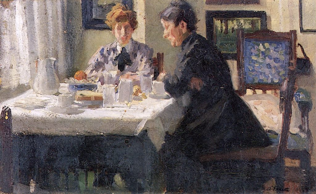 Gabriella and Madame Valette, Mère, vintage artwork by Pierre Adolphe Valette, 12x8" (A4) Poster