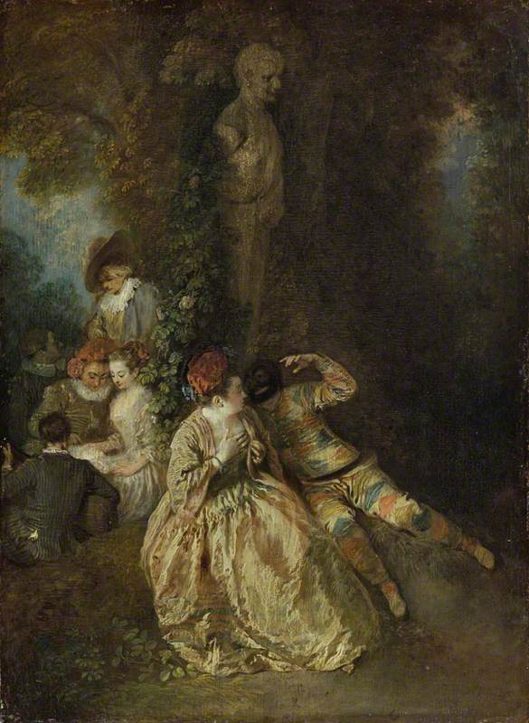 Voulez-vous Triompher des Belles, vintage artwork by Jean-Antoine Watteau, 12x8" (A4) Poster