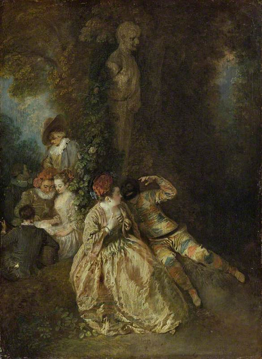 Voulez-vous Triompher des Belles, vintage artwork by Jean-Antoine Watteau, 12x8" (A4) Poster