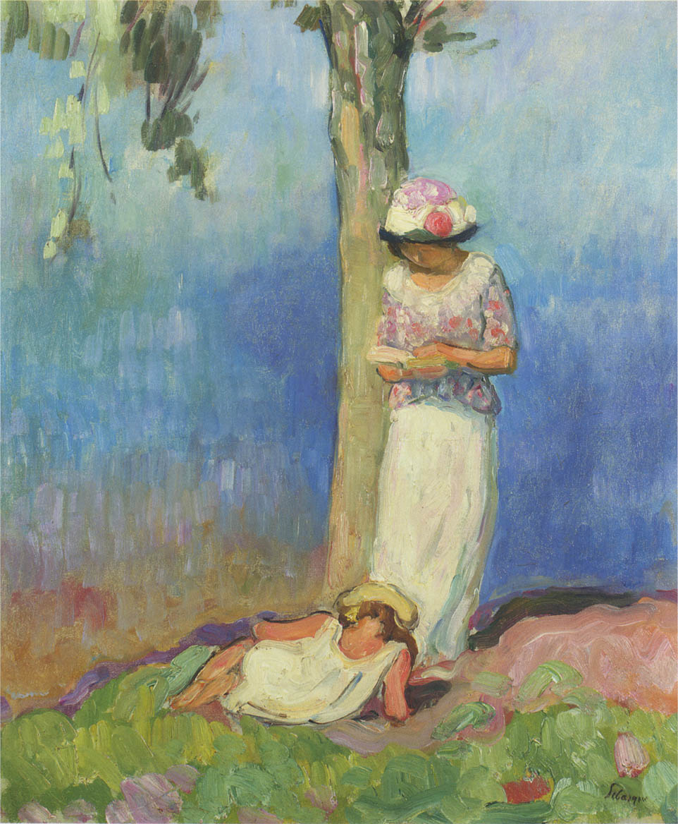 by  the Tree, vintage artwork by Henri Lebasque, 12x8" (A4) Poster