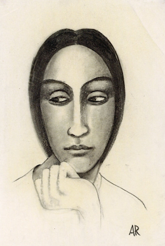 Head of a Woman with Hand by Anita Rée,16x12(A3) Poster