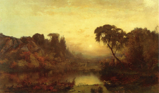 River at Dusk, vintage artwork by Joseph Morviller, A3 (16x12") Poster Print