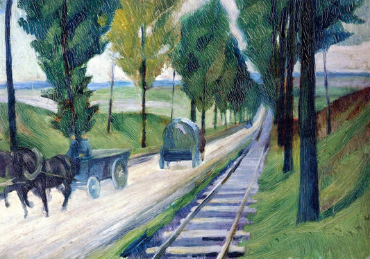 Country Road Arras-Cambrai, vintage artwork by Adolf Erbslöh, 12x8" (A4) Poster