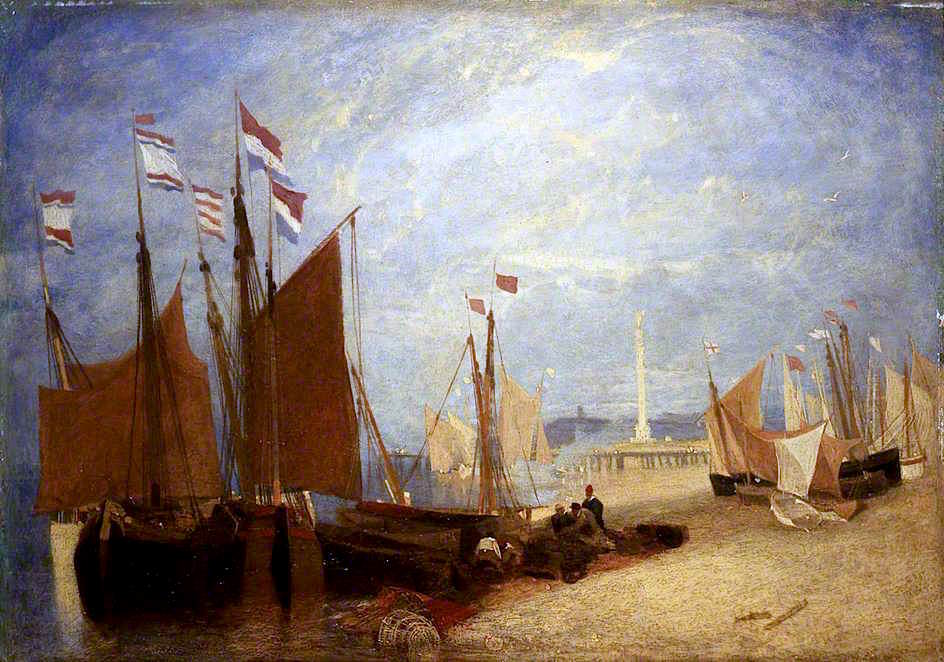 Dutch Boats off Yarmouth, Prizes during the War, vintage artwork by John Sell Cotman, 12x8" (A4) Poster