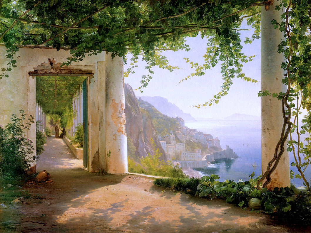 Amalfi dai Cappucini, vintage artwork by Carl Frederik Aagaard, 12x8" (A4) Poster