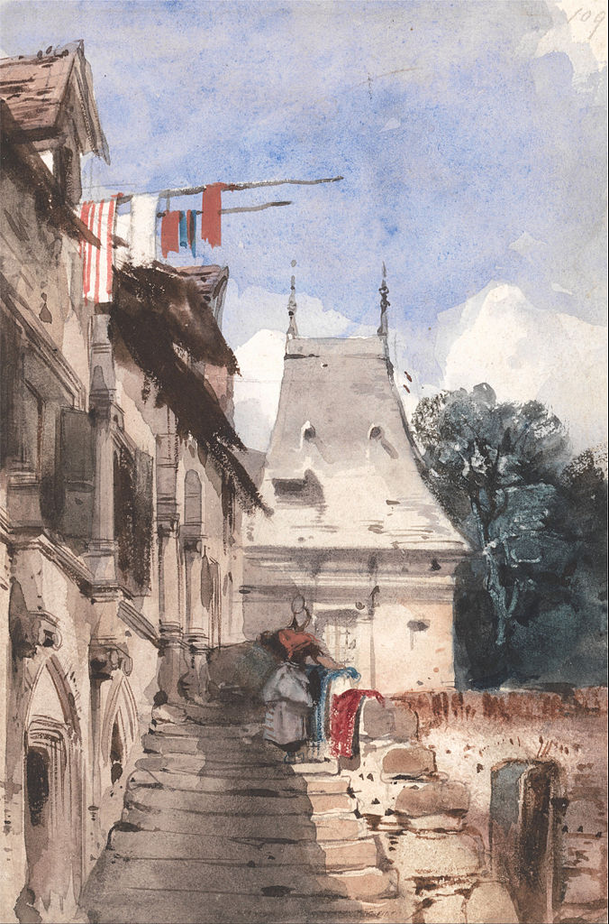 Abbey St-Amand, Rouen, vintage artwork by Richard Parkes Bonington, A3 (16x12