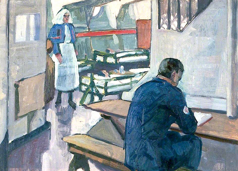 ar: A Ward in a Hospital Ship by Jan (Godfrey Jervis) Gordon,16x12(A3) Poster