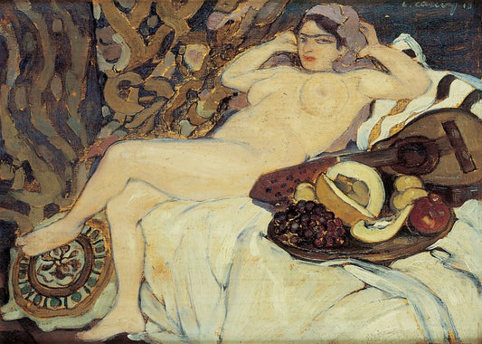 Odalisque Beauty (La belle odalisque), vintage artwork by Leon Cauvy, 12x8" (A4) Poster