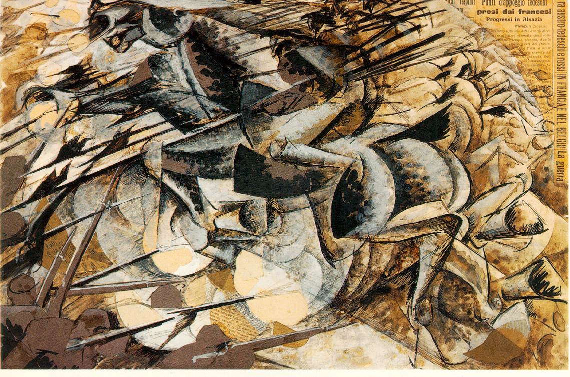Charge of the Lancers, vintage artwork by Umberto Boccioni, 12x8" (A4) Poster
