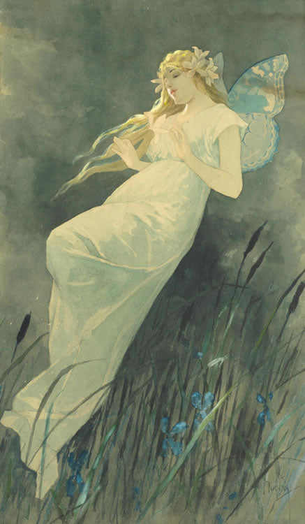 Elf with Irises by Alfons Mucha,A3(16x12