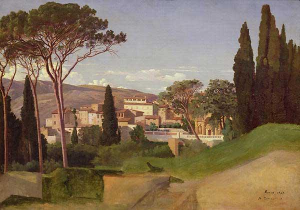 View of a Roman Villa, vintage artwork by Jean-Achille Benouville, A3 (16x12") Poster Print