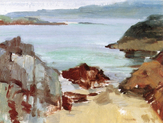 Coast of Mull and Eilean near Barra from Iona, vintage artwork by Francis Campbell Boileau (F.C.B.) Cadell, 12x8" (A4) Poster