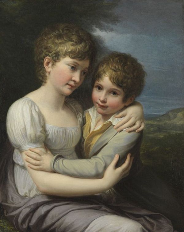 The Painter's Children, vintage artwork by Andrea Appiani, 12x8" (A4) Poster