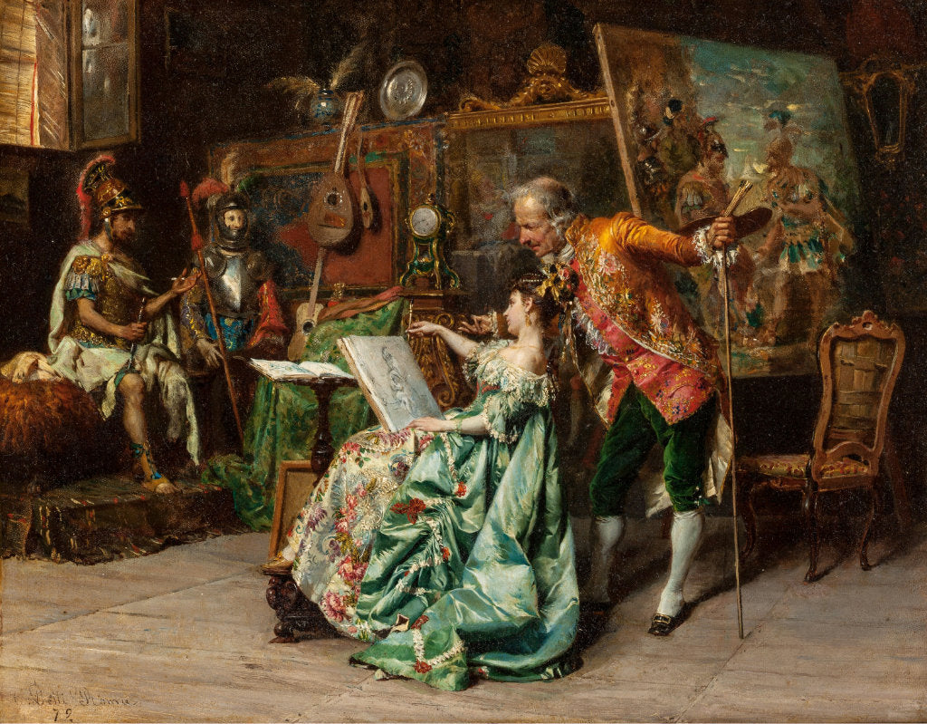 Art Lesson, vintage artwork by Cesare Augusto Detti, 12x8" (A4) Poster