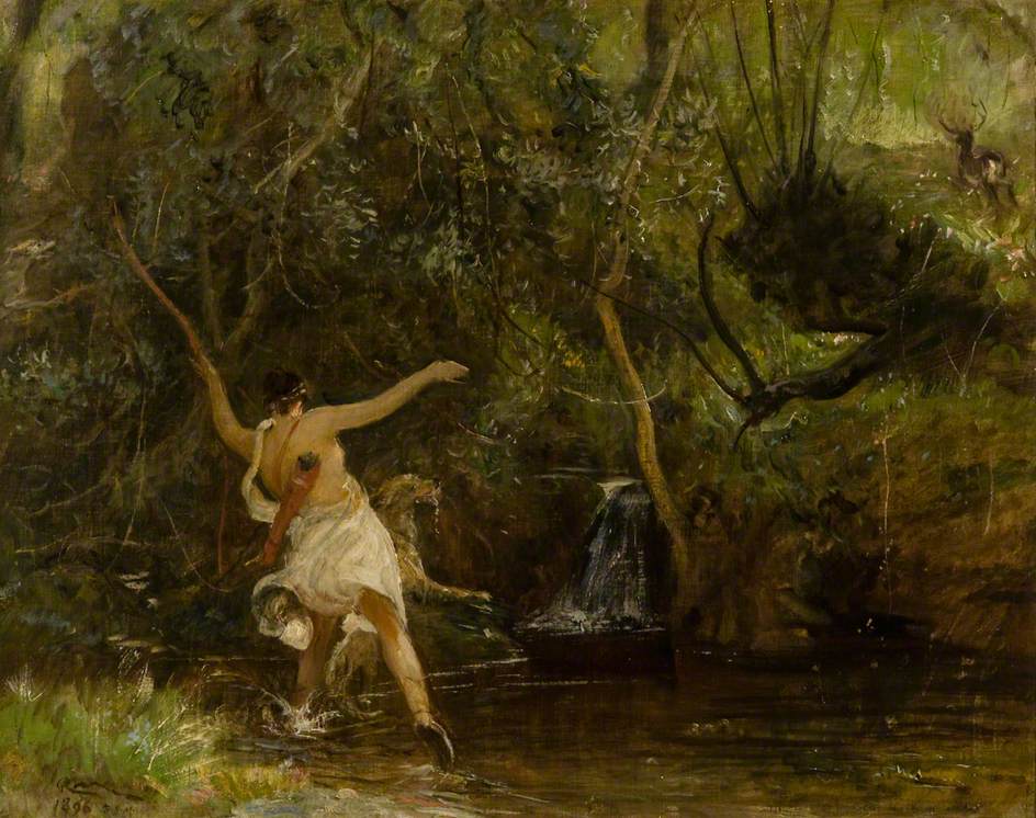 Diana Hunting, vintage artwork by Robert Walker Macbeth, R.A., R.W.S., 12x8" (A4) Poster