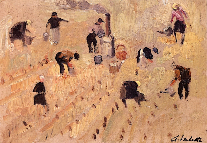 Vinyard Workers and Incinerator by Pierre Adolphe Valette,16x12(A3) Poster