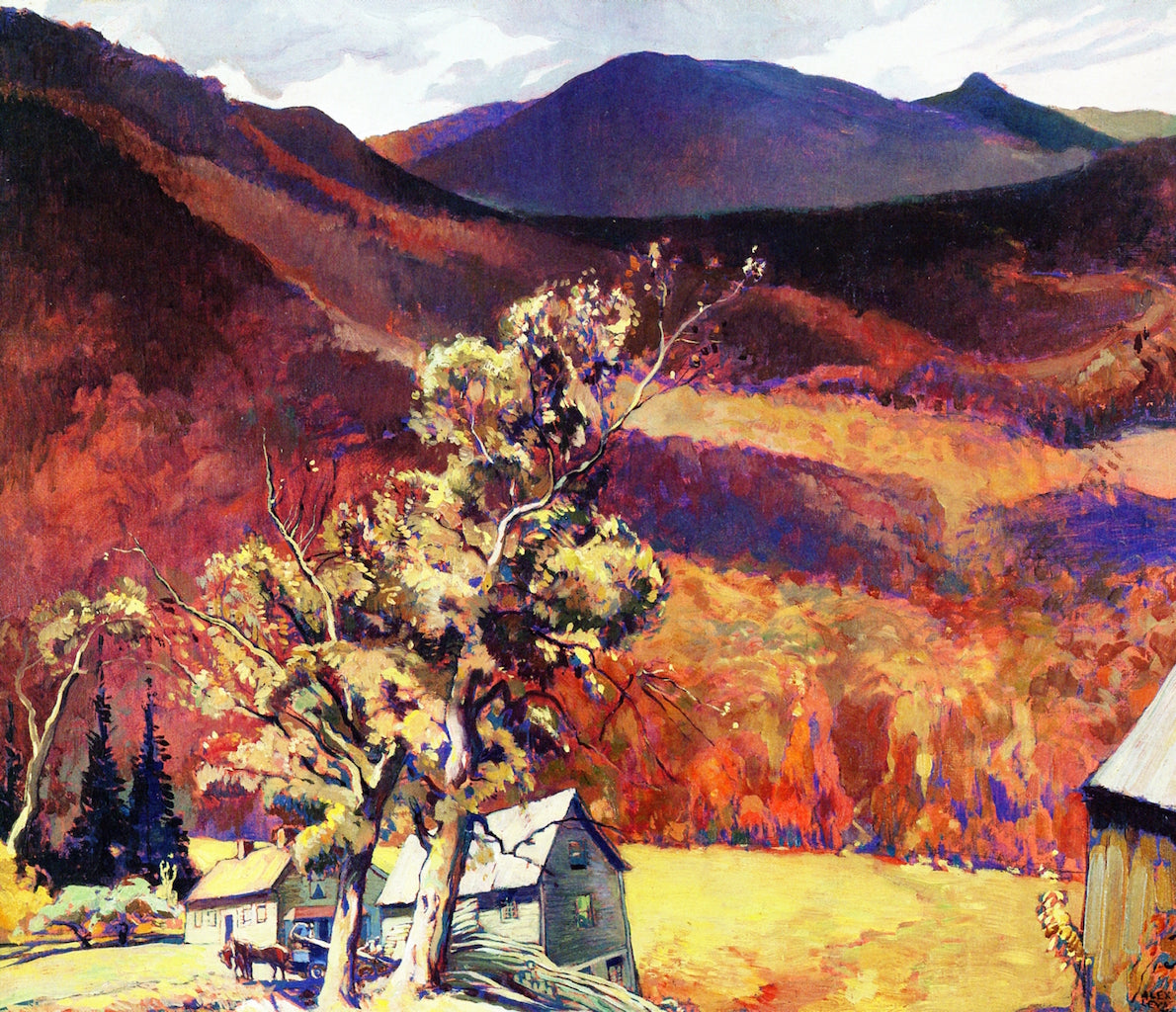 Green Mountains, VT, vintage artwork by Alexander O. Levy, 12x8" (A4) Poster