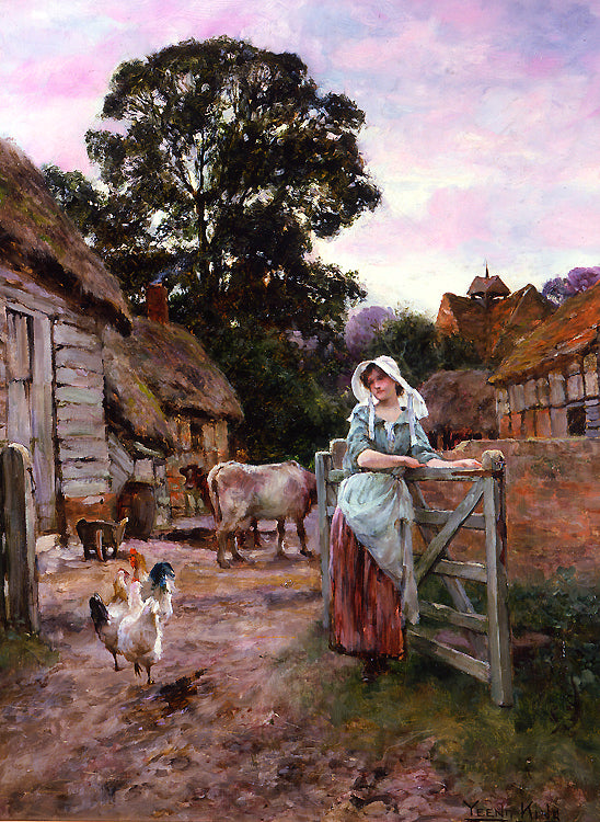 by  the Gate, vintage artwork by Henry John Yeend King, 12x8" (A4) Poster