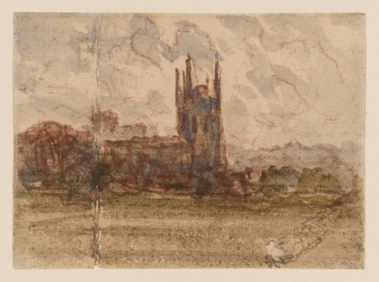 A Church (Possibly at Wrexham), vintage artwork by David Cox, 12x8" (A4) Poster