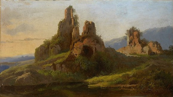 Ruins in the Roman Campagna, vintage artwork by Andre Giroux, A3 (16x12