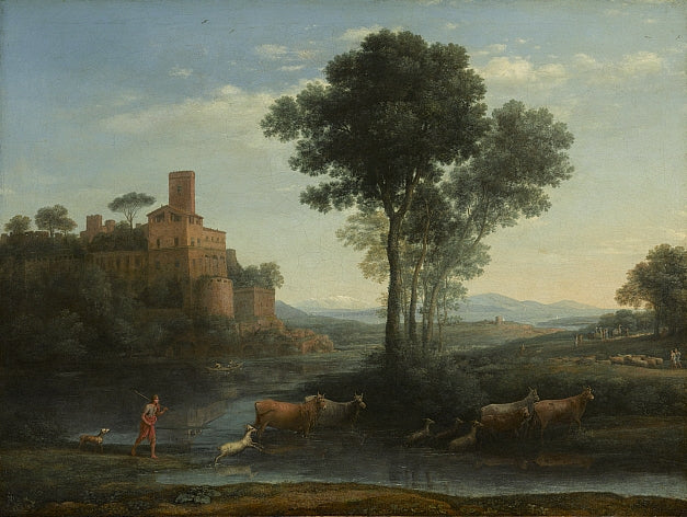 Landscape with the Voyage of Jacob, vintage artwork by Claude Lorrain, 12x8" (A4) Poster