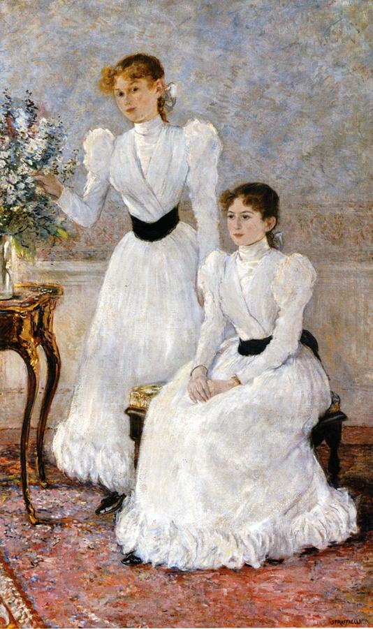 Portrait of Judithy and Gabrielle, vintage artwork by Jean-François Raffaëlli, 12x8" (A4) Poster