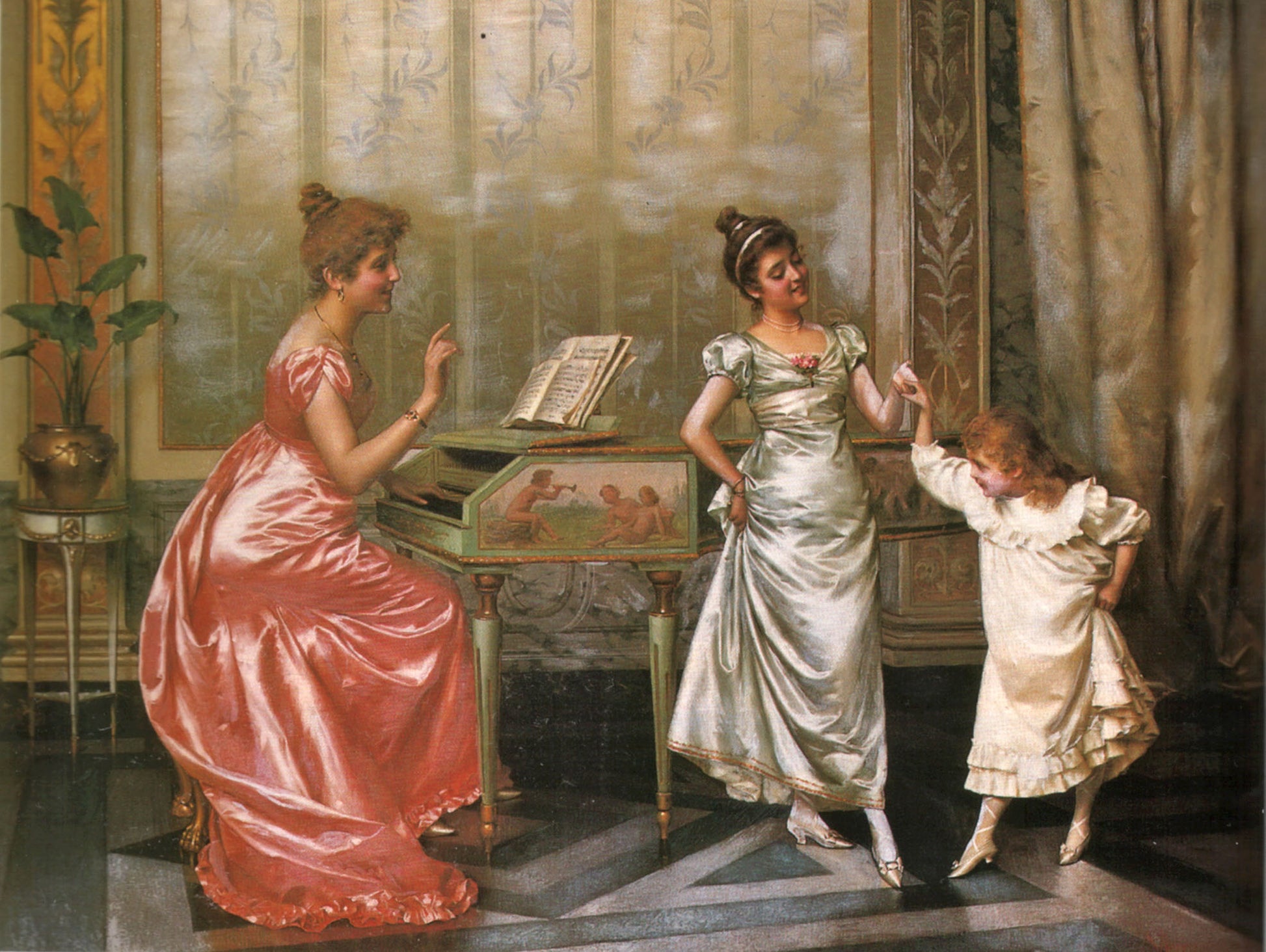 The dancing lesson by Vittorio Reggianini,A3(16x12")Poster