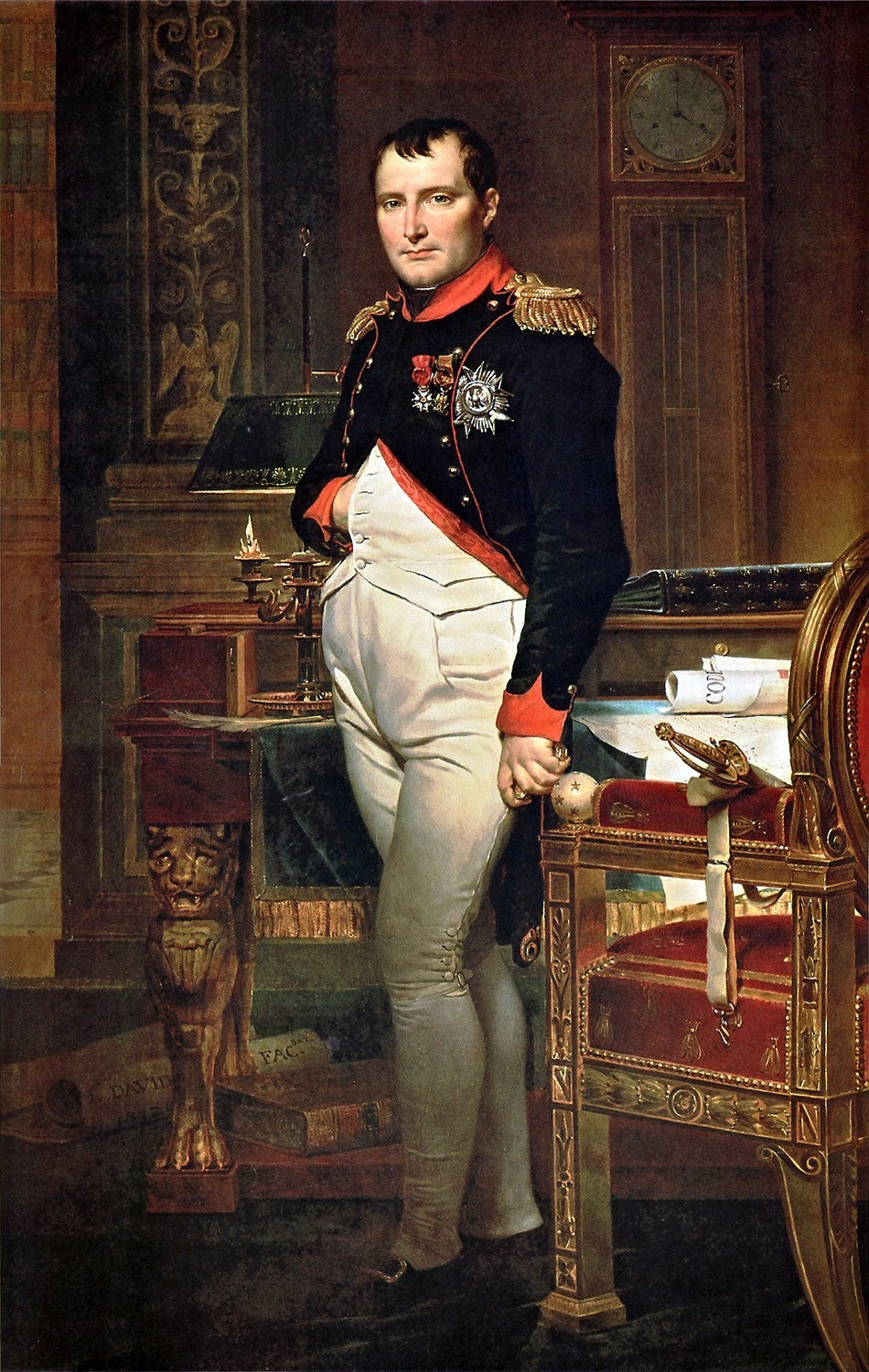 The Emperor Napoleon in his Study at the Tuileries (second version), vintage artwork by Jacques-Louis David, 12x8" (A4) Poster