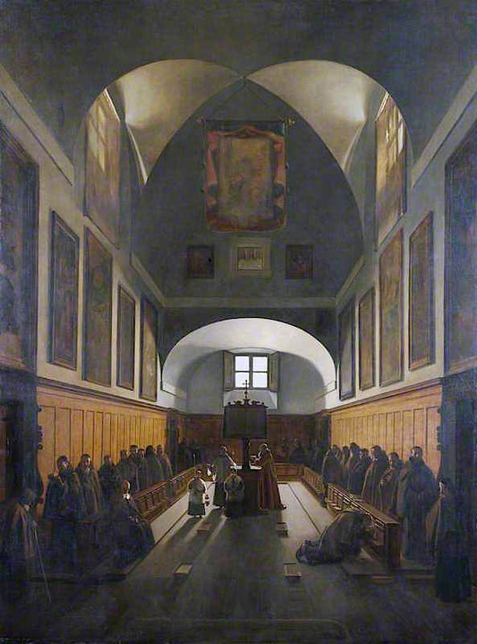 The Choir of the Capuchin Church, Rome, vintage artwork by François-Marius Granet, 12x8" (A4) Poster