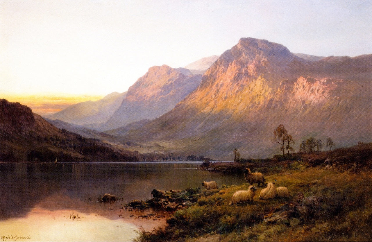 Evening Glow, Ben More, vintage artwork by Alfred de Breanski, Sr., 12x8" (A4) Poster