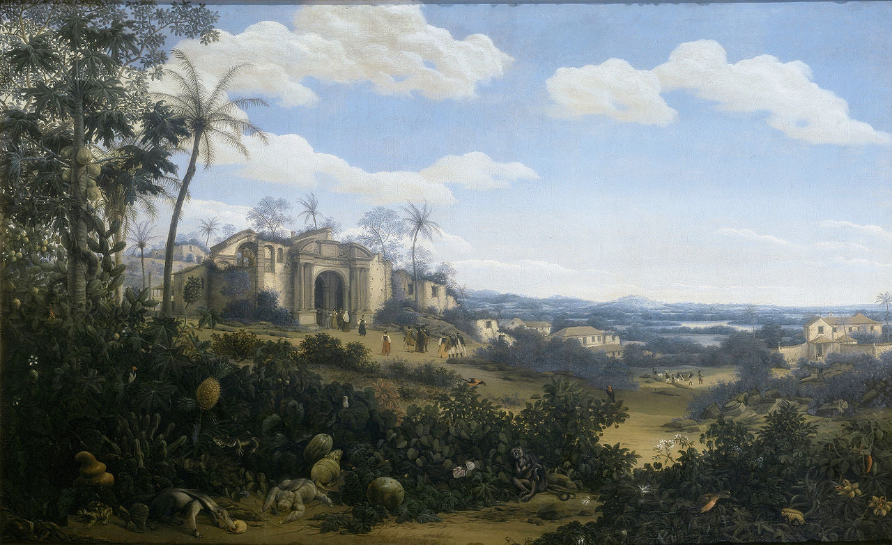 View of Olinda, Brazil, vintage artwork by Frans Post, 12x8" (A4) Poster