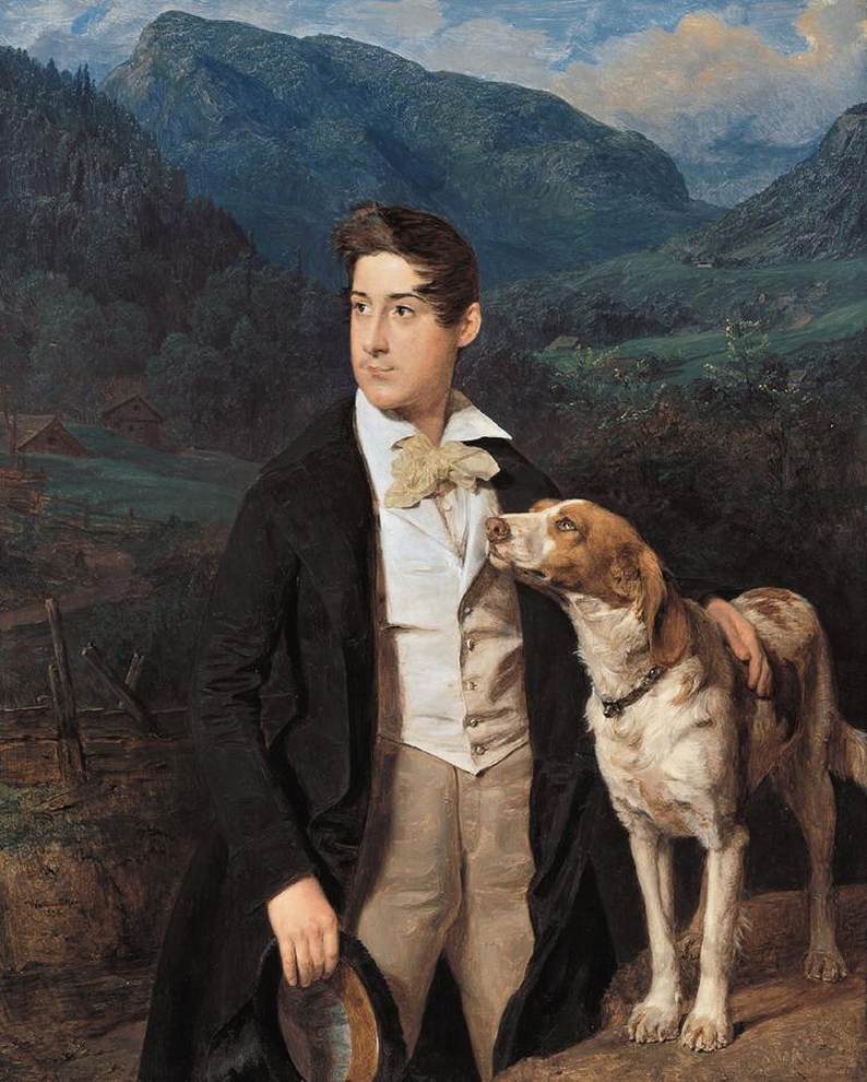 The Artist's Son Ferdinand with Dog, vintage artwork by Ferdinand Georg Waldmüller, A3 (16x12") Poster Print