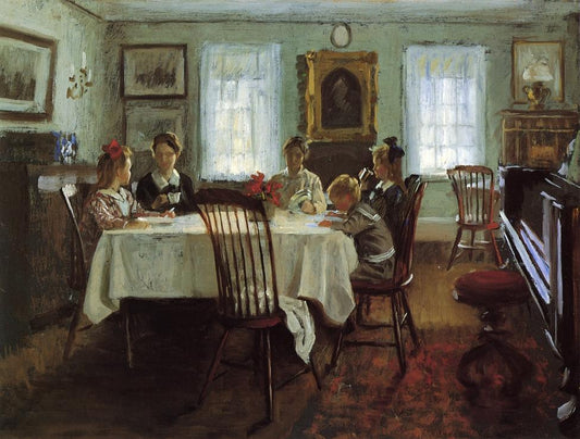 The Gilchrist Family Breakfast, vintage artwork by William Wallace Gilchrist Jr., 12x8" (A4) Poster