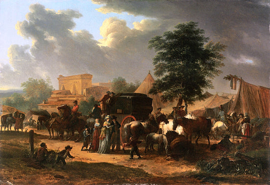 Horse Market, vintage artwork by Jacques-François-Joseph Swebach-Desfontaines, 12x8" (A4) Poster