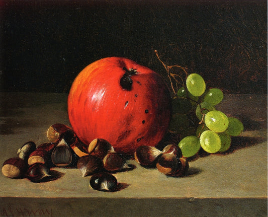 Apples, Grapes and Chestnuts, vintage artwork by Andrew J. H. Way, 12x8" (A4) Poster