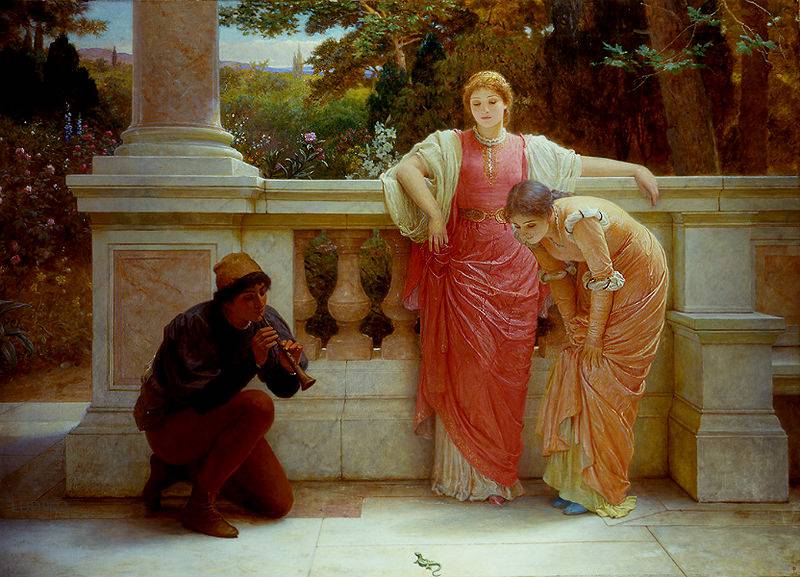 The Lizard Charmer, vintage artwork by Charles Edward Perugini, 12x8" (A4) Poster