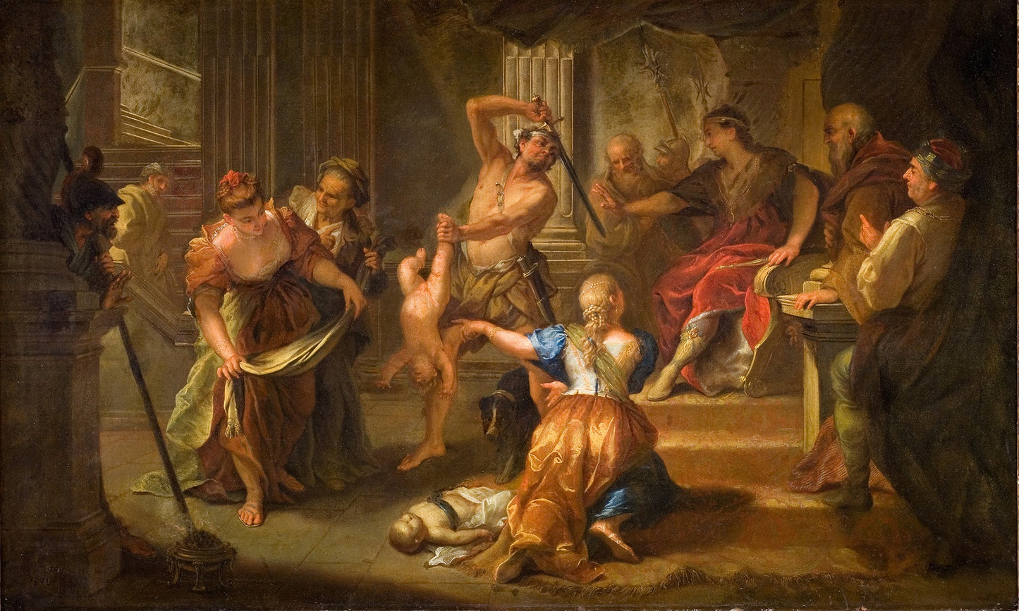 The Judgment of Solomon, vintage artwork by Jean Raoux, 12x8" (A4) Poster