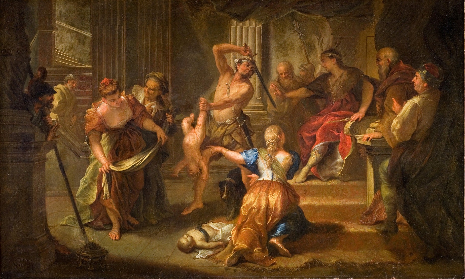 The Judgment of Solomon, vintage artwork by Jean Raoux, 12x8" (A4) Poster